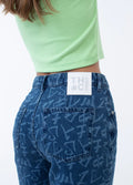 Tagged Shelby Long - Hemp Denim Wide Leg Jean | Graffiti Blue-Image 5