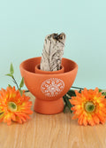 Terracotta Smudge Bowl | Mandala Natural-Image 1