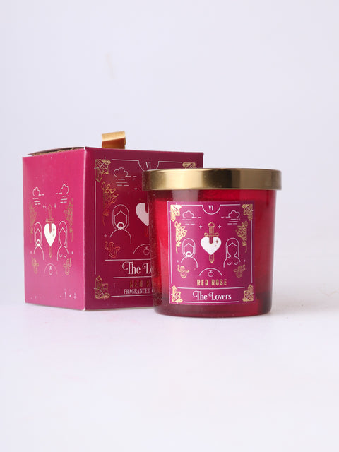 The Lovers Tarot Candle - Red Rose