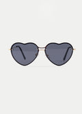 Thin Heart Frame Sunglasses | Black-Image 1