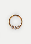 Three Gem Gold Hinged Ring 16G | Clear-Image 1