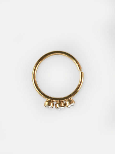 Three Gem Gold Split Ring 20G