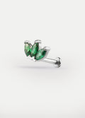 Three Marquise Gem Ear Stud 18G | Green-Image 1