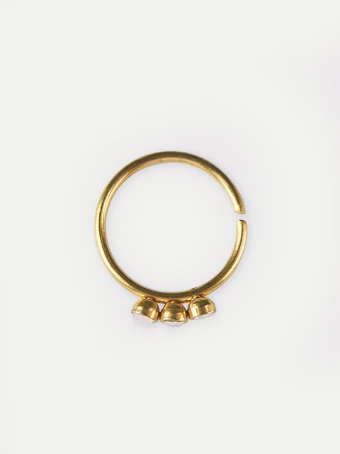 Three Opal Gold Split Ring 20G