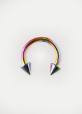 Titanium Plated Spike Horseshoe 16G | Rainbow-Image 1