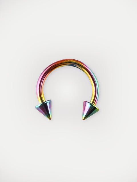 Titanium Plated Spike Horseshoe 16G
