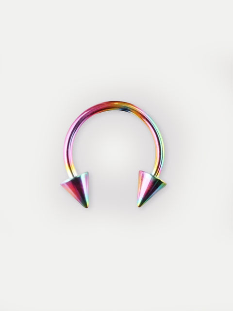 Titanium Plated Spike Horseshoe 16G