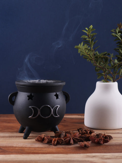 Triple Moon Cauldron Cone Holder