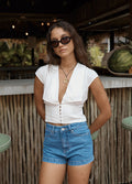 Twila - Linen Button Up Top | White-Image 2