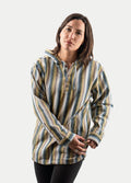 Unisex Cotton Gheri Hoody | Olive Blue Stripe-Image 1