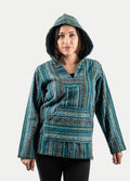 Unisex Cotton Stripey Hoody | Teal Stripe-Image 1