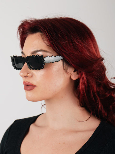 Unisex Zigzag Rectangle Sunglasses