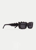 Unisex Zigzag Rectangle Sunglasses | Black-Image 3