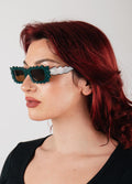 Unisex Zigzag Rectangle Sunglasses | Green-Image 5