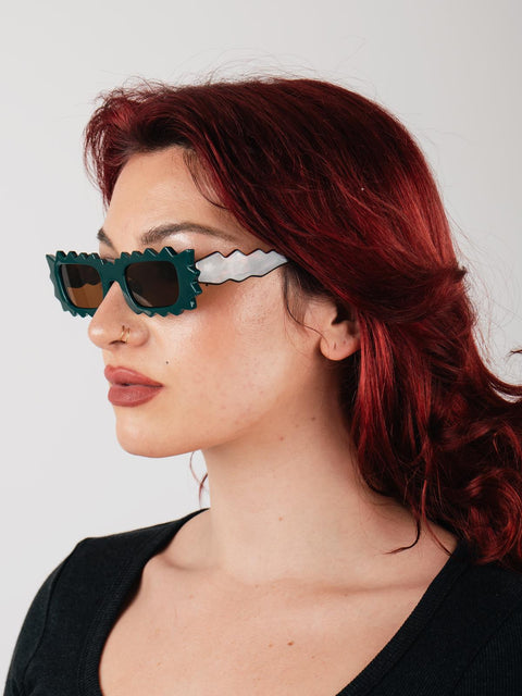 Unisex Zigzag Rectangle Sunglasses