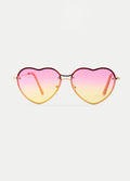 Thin Heart Frame Sunglasses | Pink/Yellow-Image 1