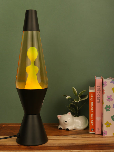 Yellow Wax Liquid Lamp - Black Base