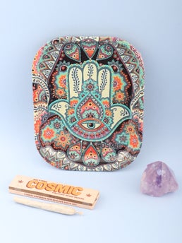 Cosmic Rolling Tray Metal 18 X 14 Cm - Hamsa