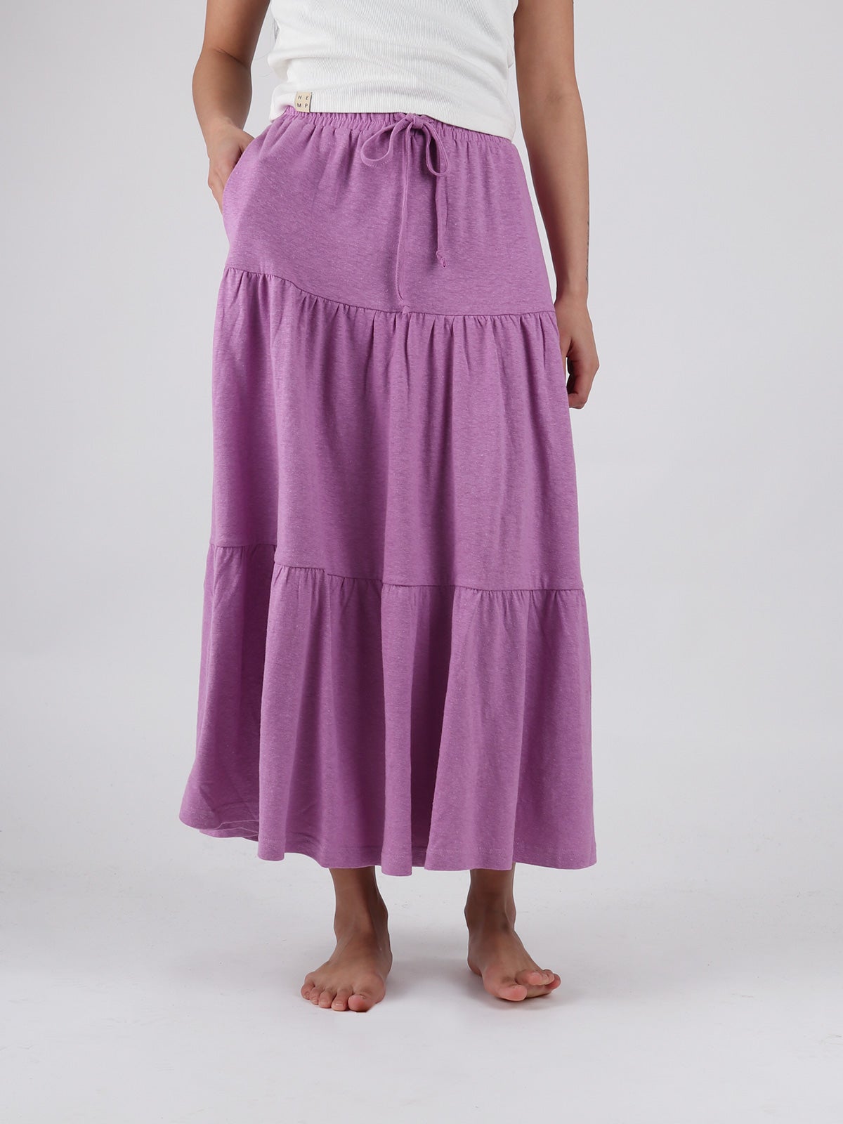 Organic Hemp Tiered Maxi Skirt - Lavender | Cosmic
