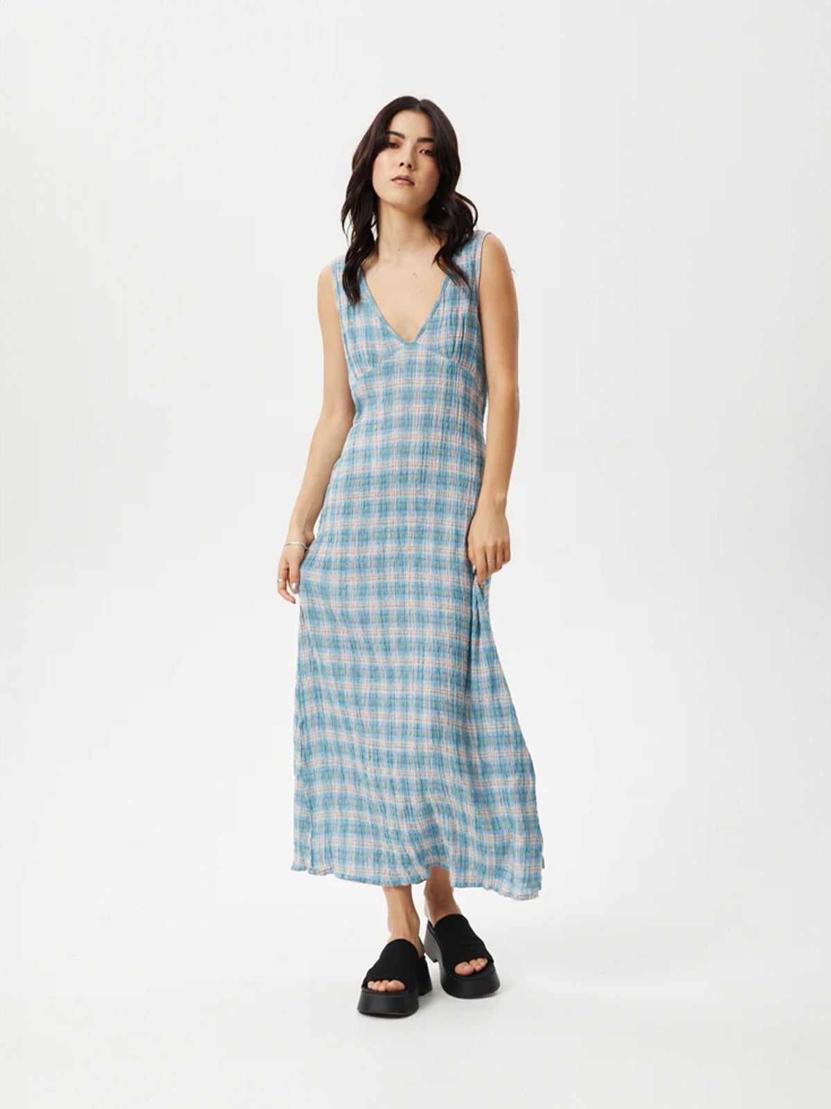 Seersucker check 2024 maxi dress